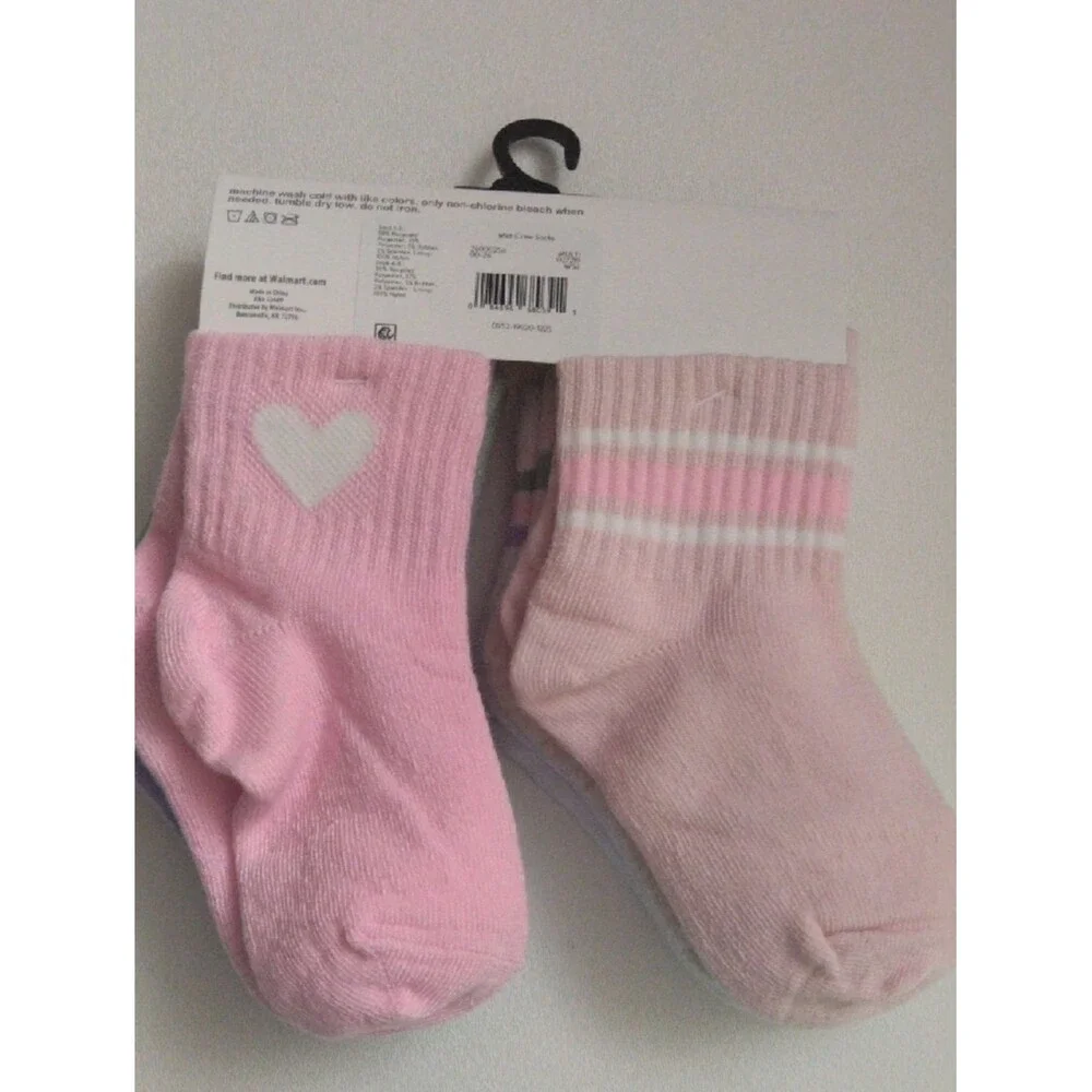 Wonder nation Toddler Girls Multi Color Socks 6 Pairs Ribbed Leg New 18-36M